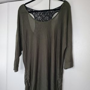 Torrid Olive Green W/ Black Lace Sweater